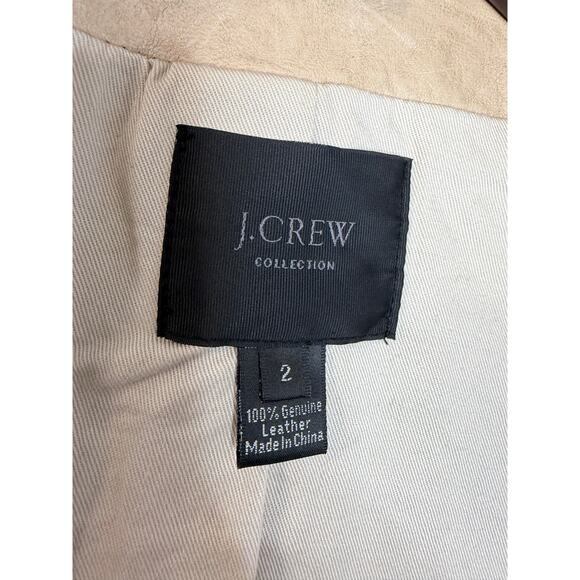 J. Crew Collection Y2K Leather Vintage Motto Zip Jacket Beige Women's 2 - Picture 7 of 13